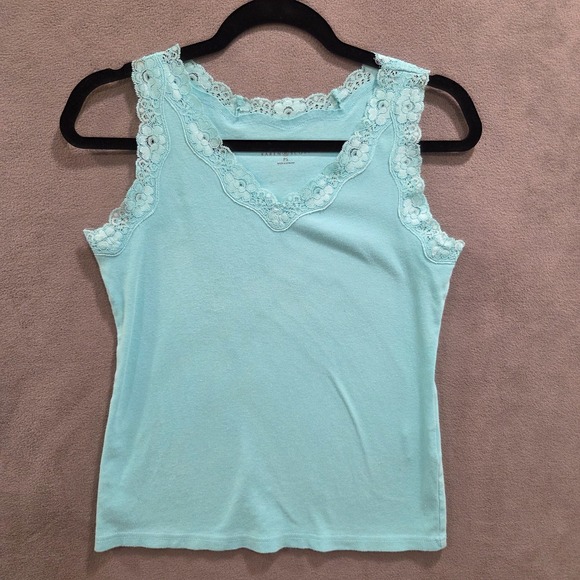 Karen Scott Tops - Karen Scott Lace‎ Trim Cami Tank Top Womens Size SP Preppy Y2K